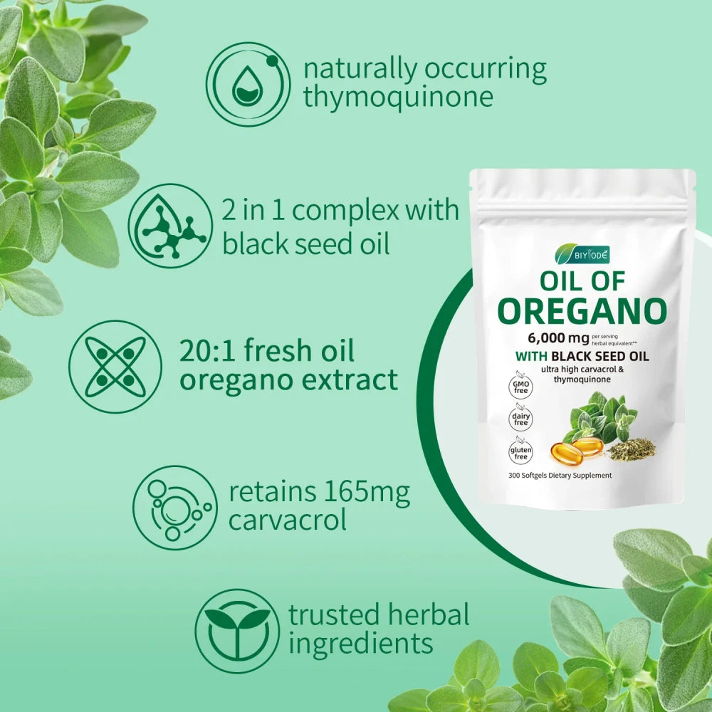 Oregano Oil Black Seed Oil Softgels